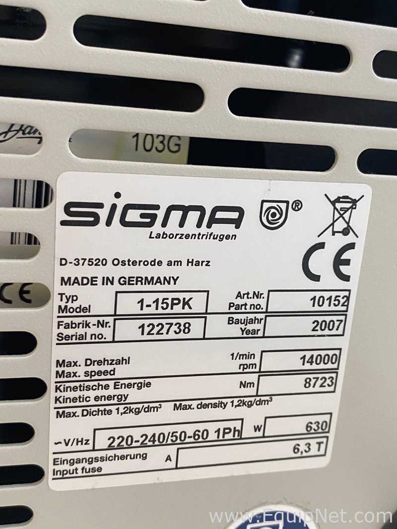 Sigma 1-15PK Laboratory Centrifuge
