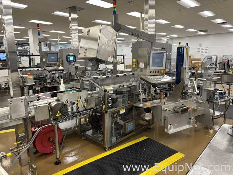 Weiler VRD-1000L High Speed Pressure Sensitive Vert. Roller Inline Labeler with Accum. Table