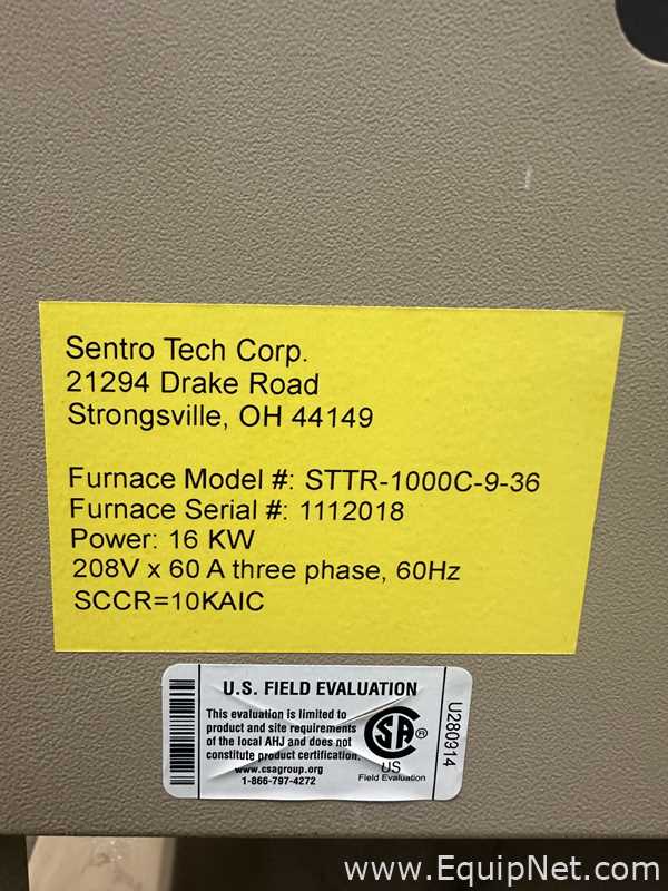 Sentro Tech Corp. STTR-1000C-9-36 Vertical Tube Furnace