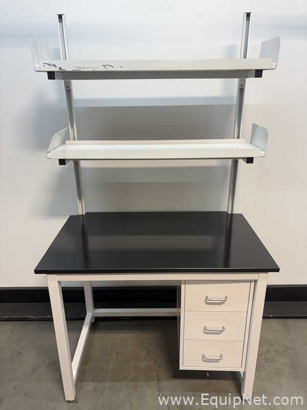 Lot of 10 Four Foot Black Top Lab Benches with Shelves