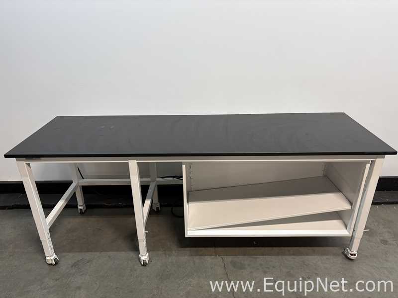 Lot of 8 Eight Foot Black Top Lab Benches with Shelves