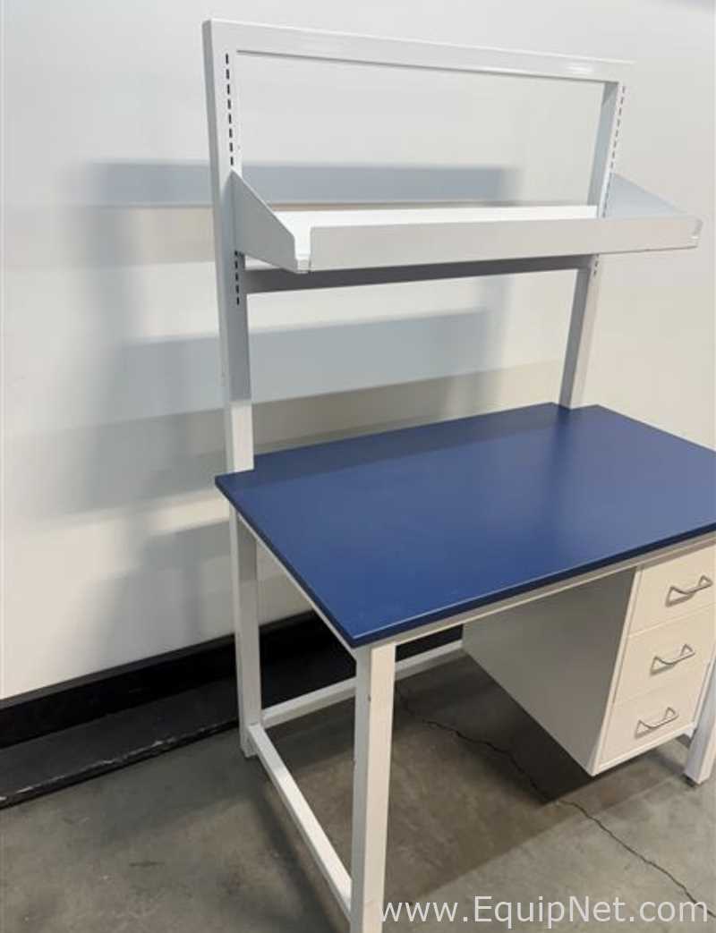 Lot of 8 Four Foot Blue Lab Benches with Shelves