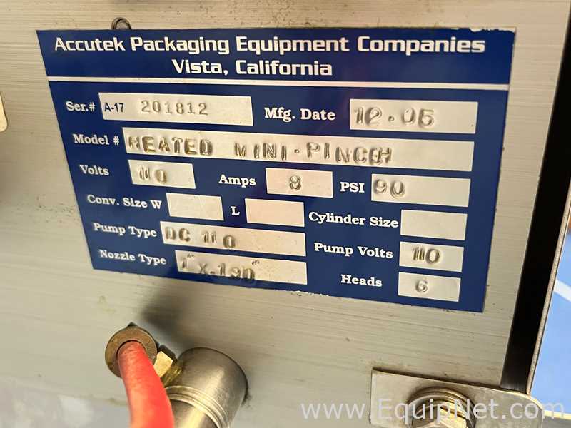 Accutek Packaging Equipment Co. Inc. Heated Mini Pinch Bottle Fill Station