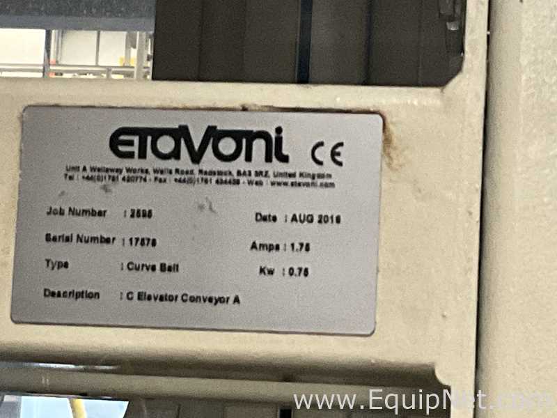 Etavoni 180 Degree Curved Conveyor Belt Elevator with Downstream Conveyors - Line 5