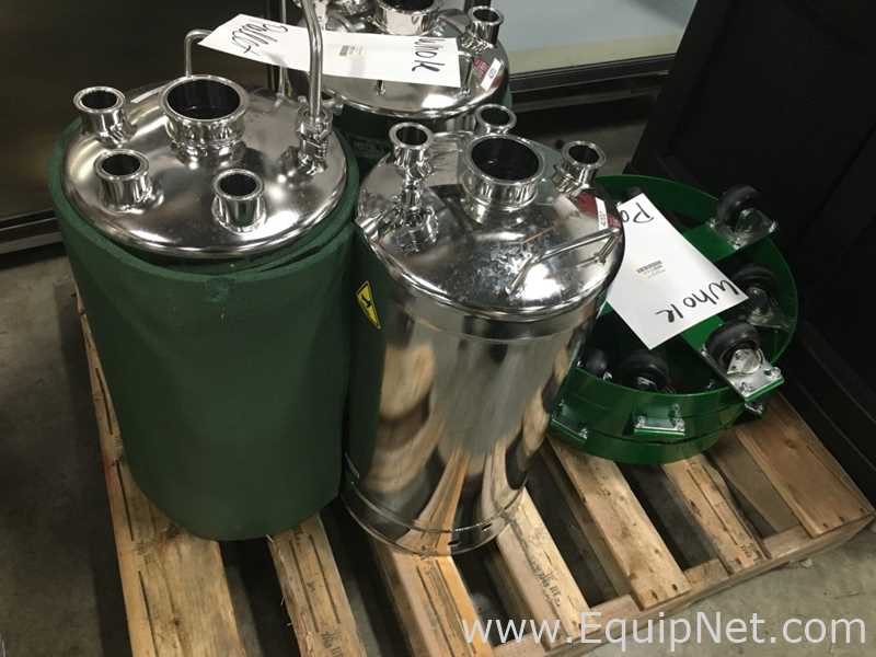 Three Alloy Products 125 PSI Stainless Steel Vats With Three Uline Tank Dollys