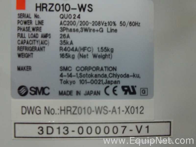 Lot Of 2 SMC HRZ010-WS Refrigerated Thermo-Cooler