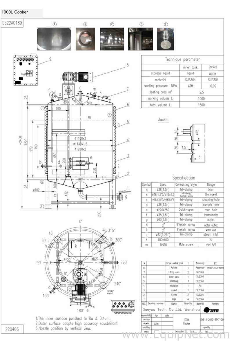 Equipamento de fabricação de cerveja e destilação Daeyoo 1000 L