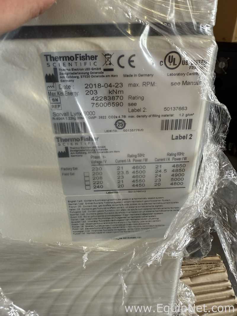Centrífuga para laboratorio Thermo Scientific Sorvall Lynx 6000. Sin usar