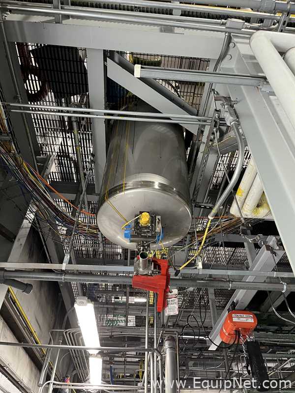 850 Lt Feldmeier 304 Stainless Steel Centrate Tank with Lightnin Agitator on Top