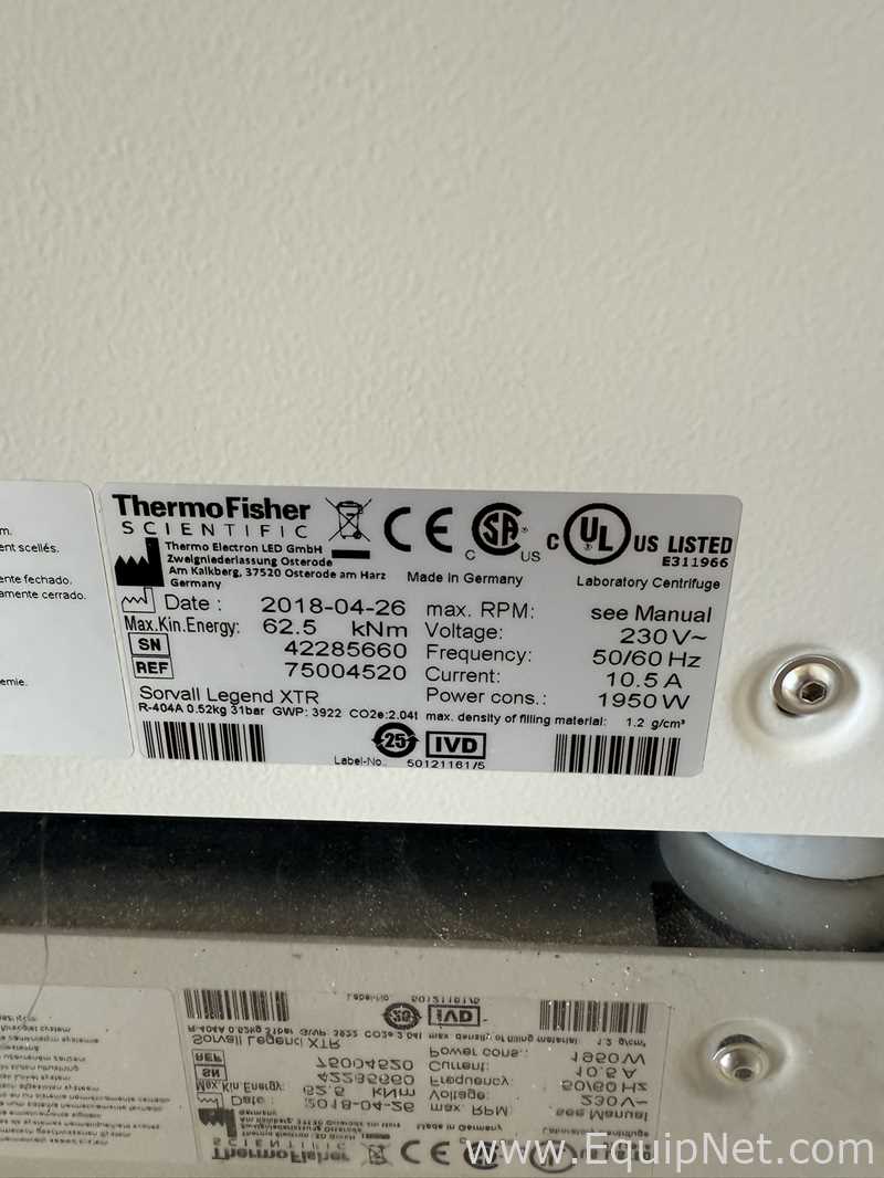 Centrífuga para laboratorio Thermo Scientific Sorvall Legend XTR