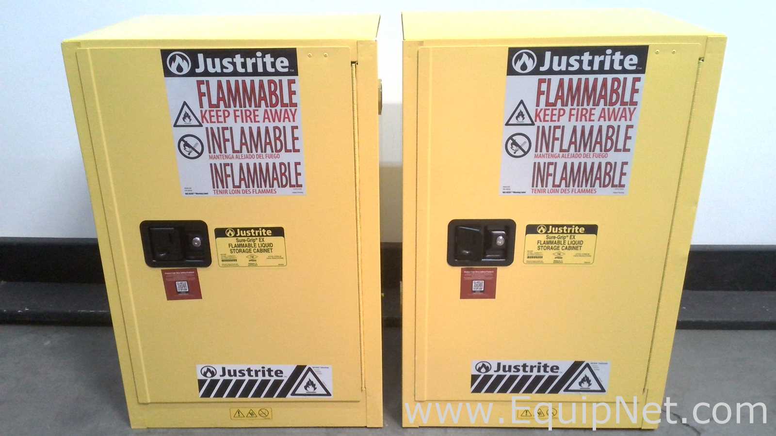 Lot of 2 JustRite Sure-Grip EX Flammable Storage Cabinets