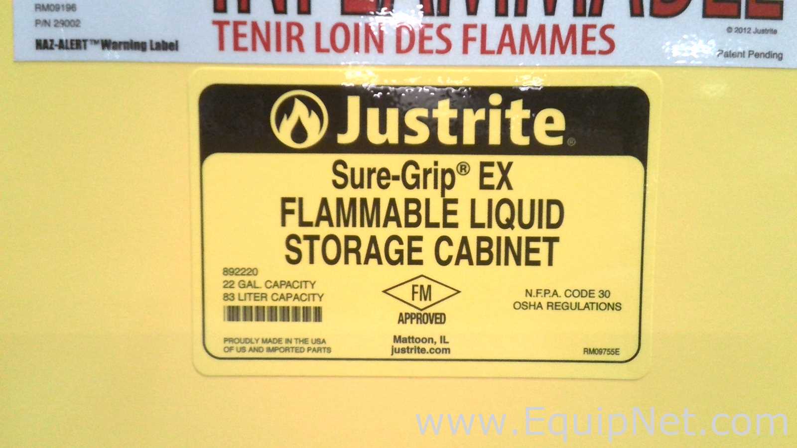 Gabinete de Almacenamiento de Inflamables JustRite Requisitos de aire 22 GALS.  22 Galones