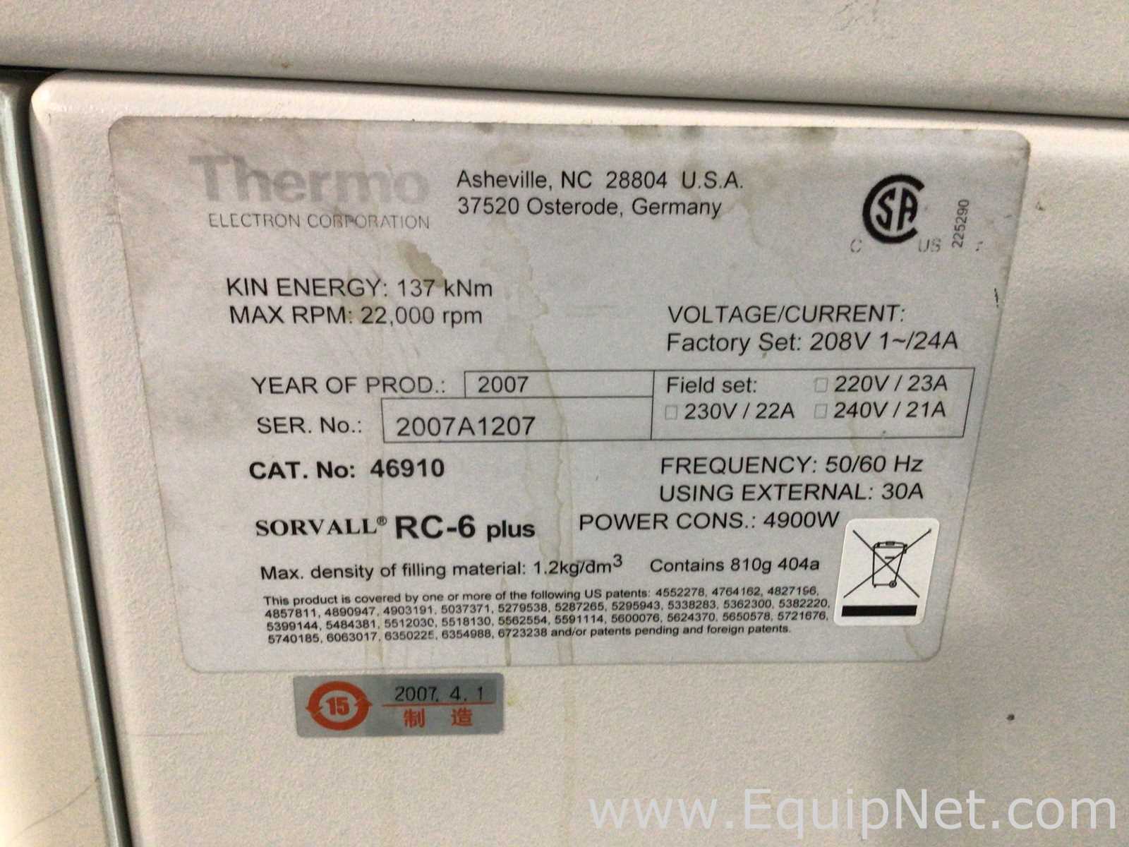 Centrífuga para laboratorio Thermo Electron Corporation Sorvall RC 6 Plus