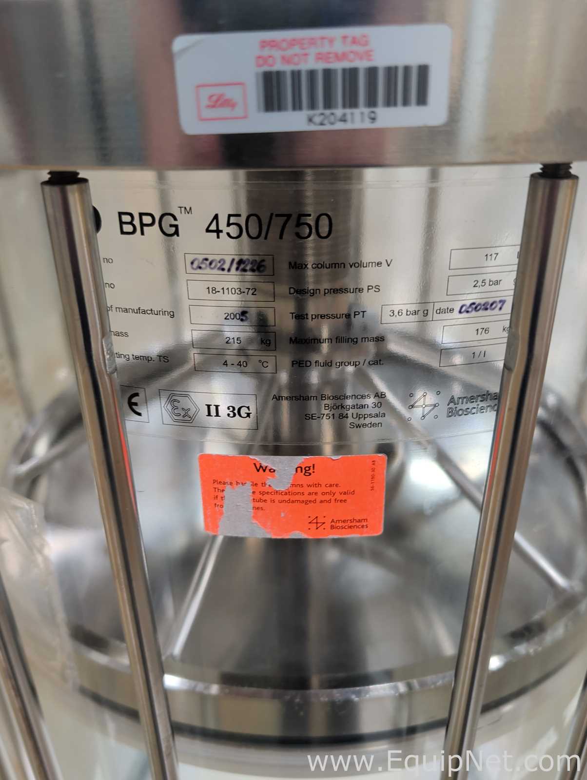 Coluna de Cromatografia Amersham Biosciences Corp. BPG 450/750