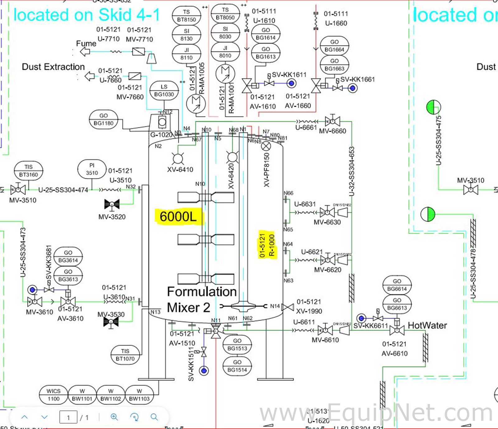 Netzsch 6000L Formulation 2 High Speed Mixing Vessel 5121 - Skid 4-1 Cooling-Buffer Transfer Station