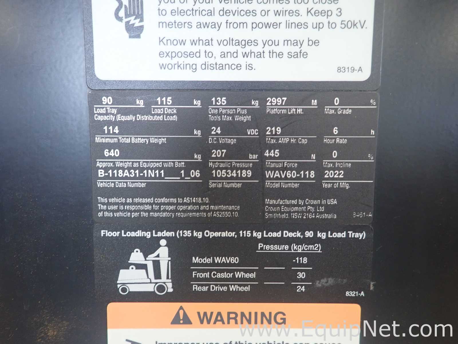 Crown WAV60-118 Top Tier Electric Work Assist Vehicle