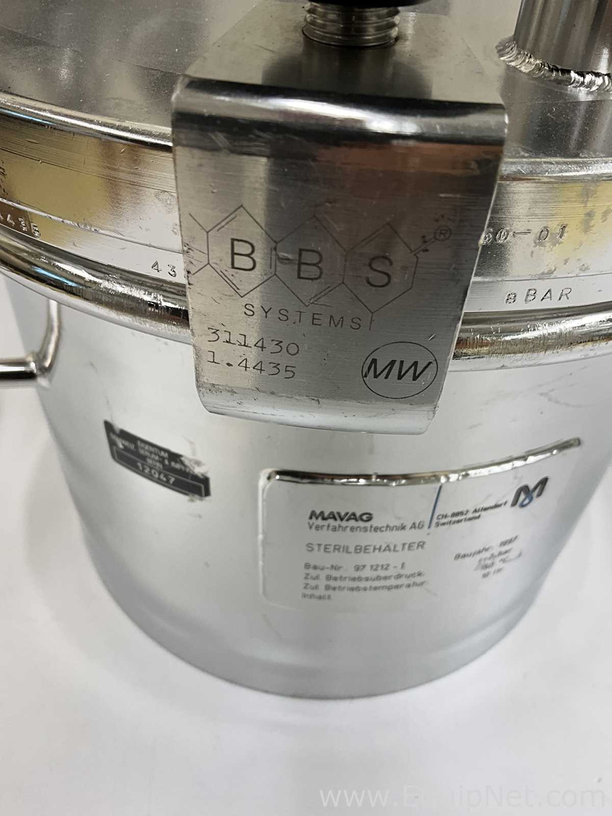 Mavag 10L Stainless Steel Sterilizable Vessel