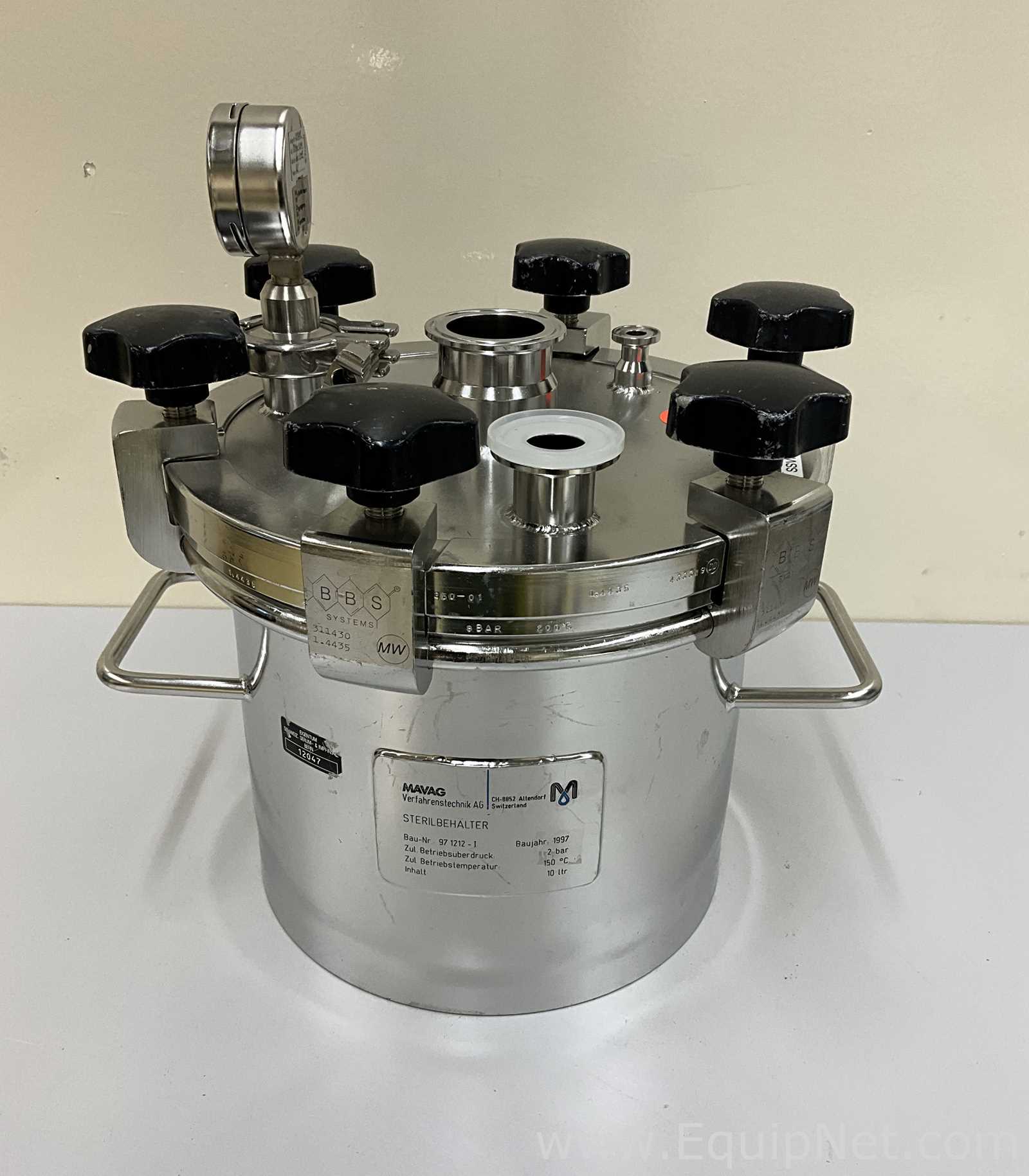 Mavag 10L Stainless Steel Sterilizable Vessel