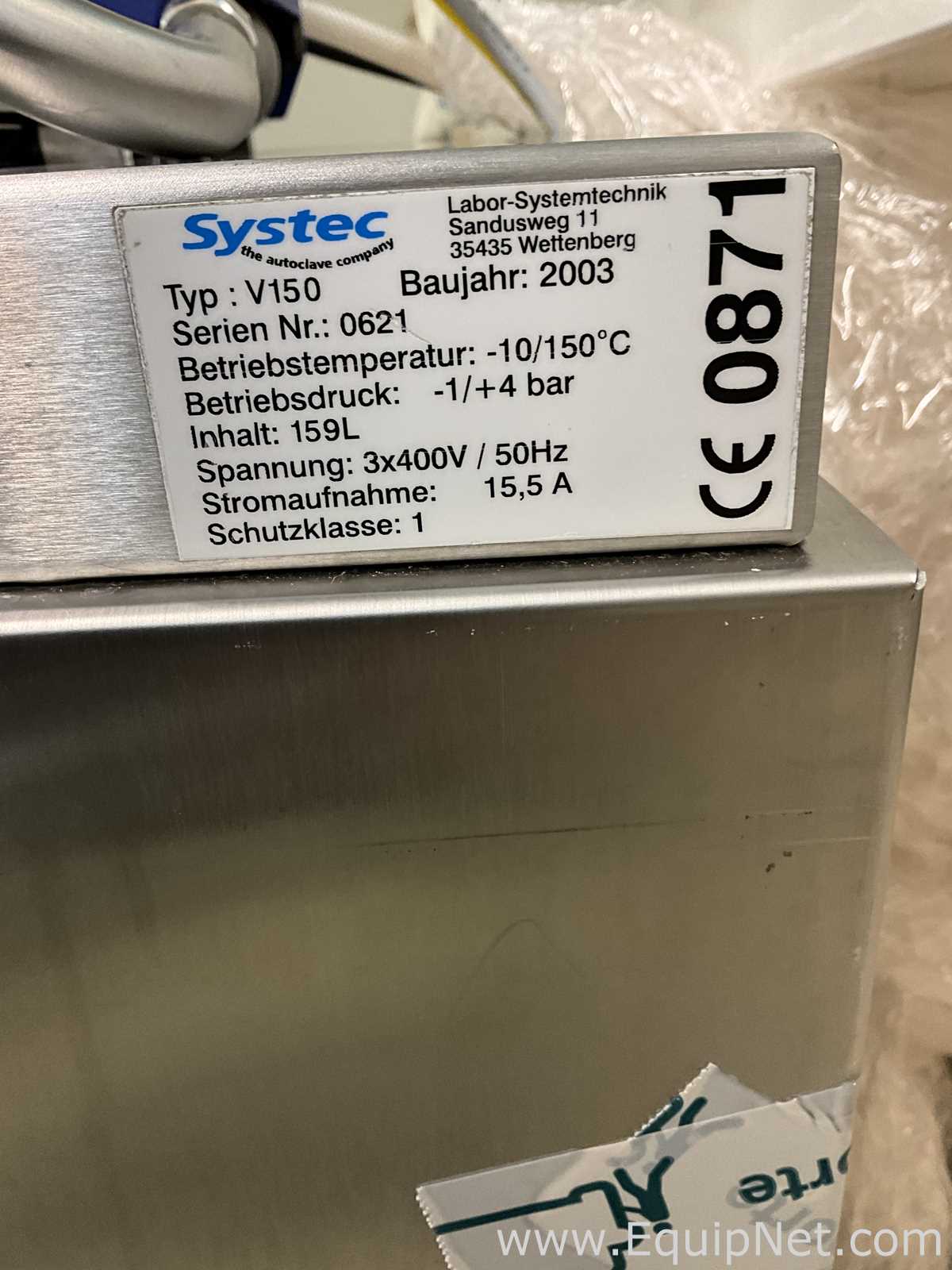 Systec V-150 Vertical Top-Loading Laboratory Autoclave