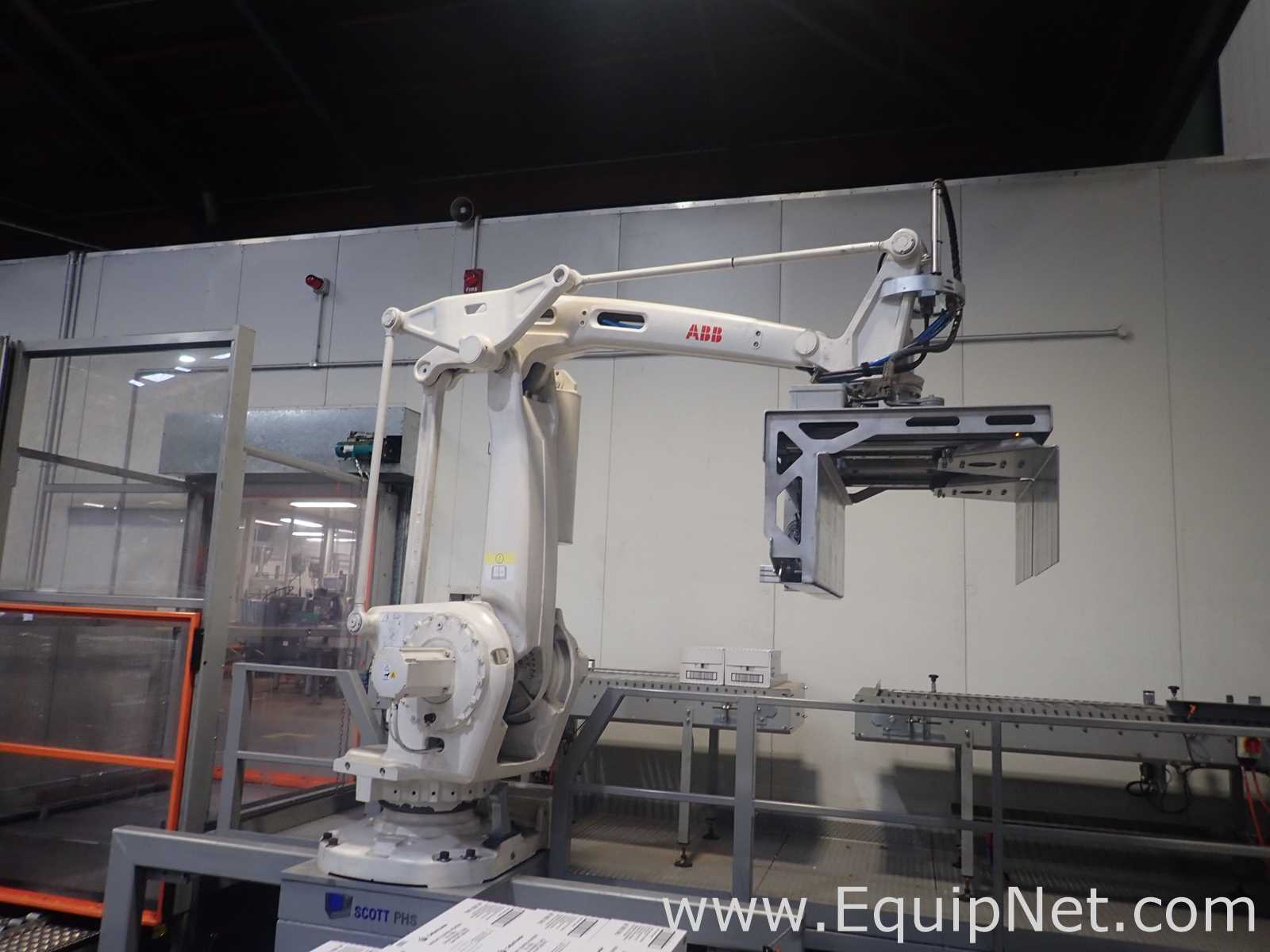 Scott PHS Palletizer - ABB Robot With IRC5 Controller, Lantech Q1000 Stretch Wrapper and Conveyors