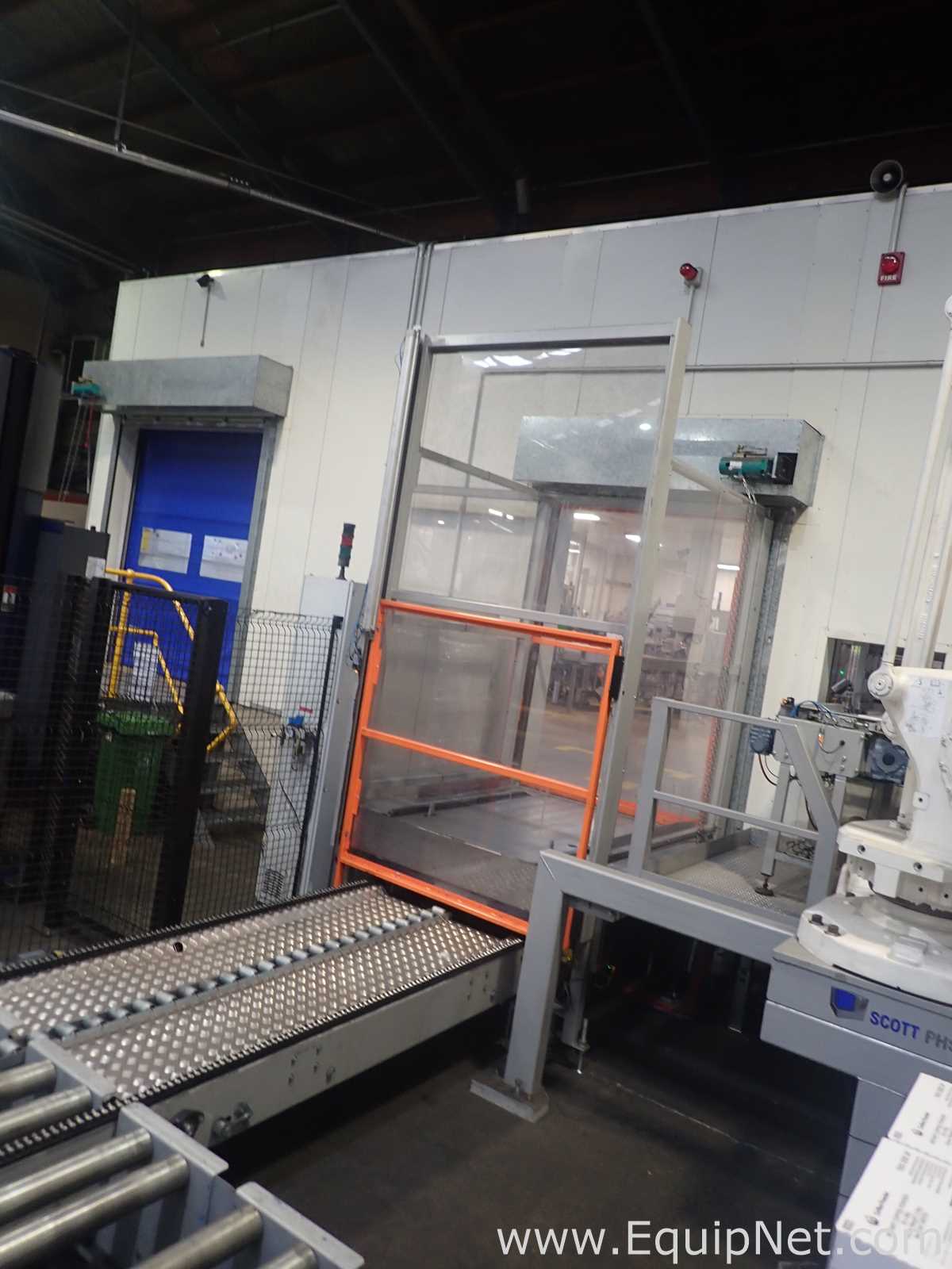 Scott PHS Palletizer - ABB Robot With IRC5 Controller, Lantech Q1000 Stretch Wrapper and Conveyors