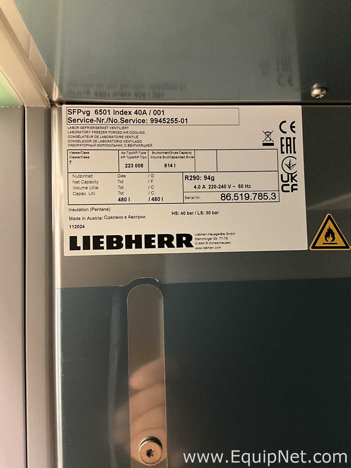 Unused Liebherr SFPvg 6501 Performance Laboratory Freezer