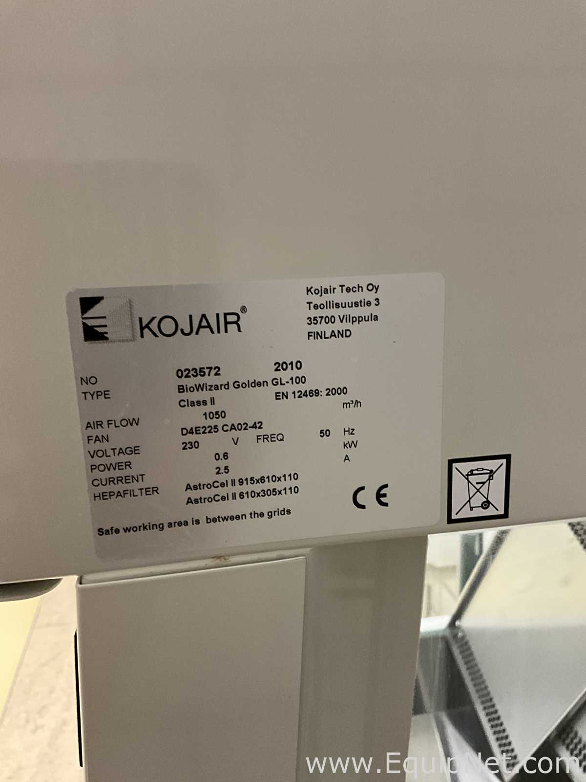 Cabine de Segurança Biológica Kojair Tech Oy BioWizard Golden GL-100