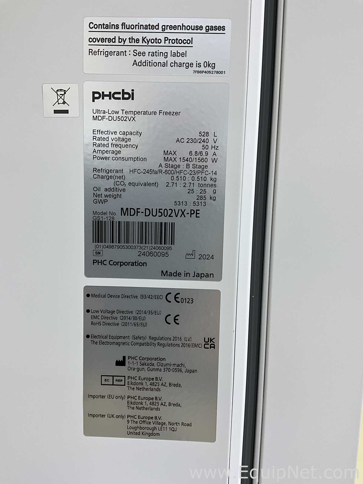 Freezer PHCBI MDF-DU502VX-PE. Sem Uso