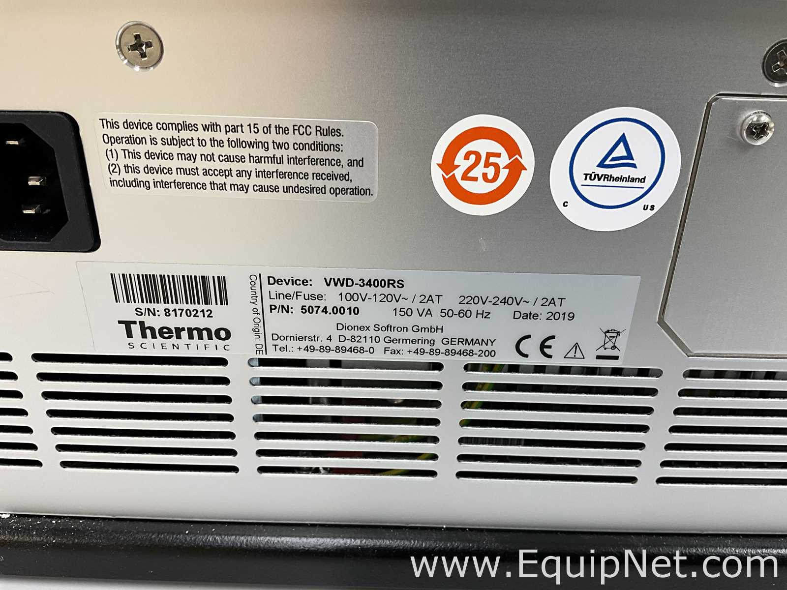 Dionex Corporation Ultimate 3000 UHPLC Plus Focused RS Variable Wavelength Detector