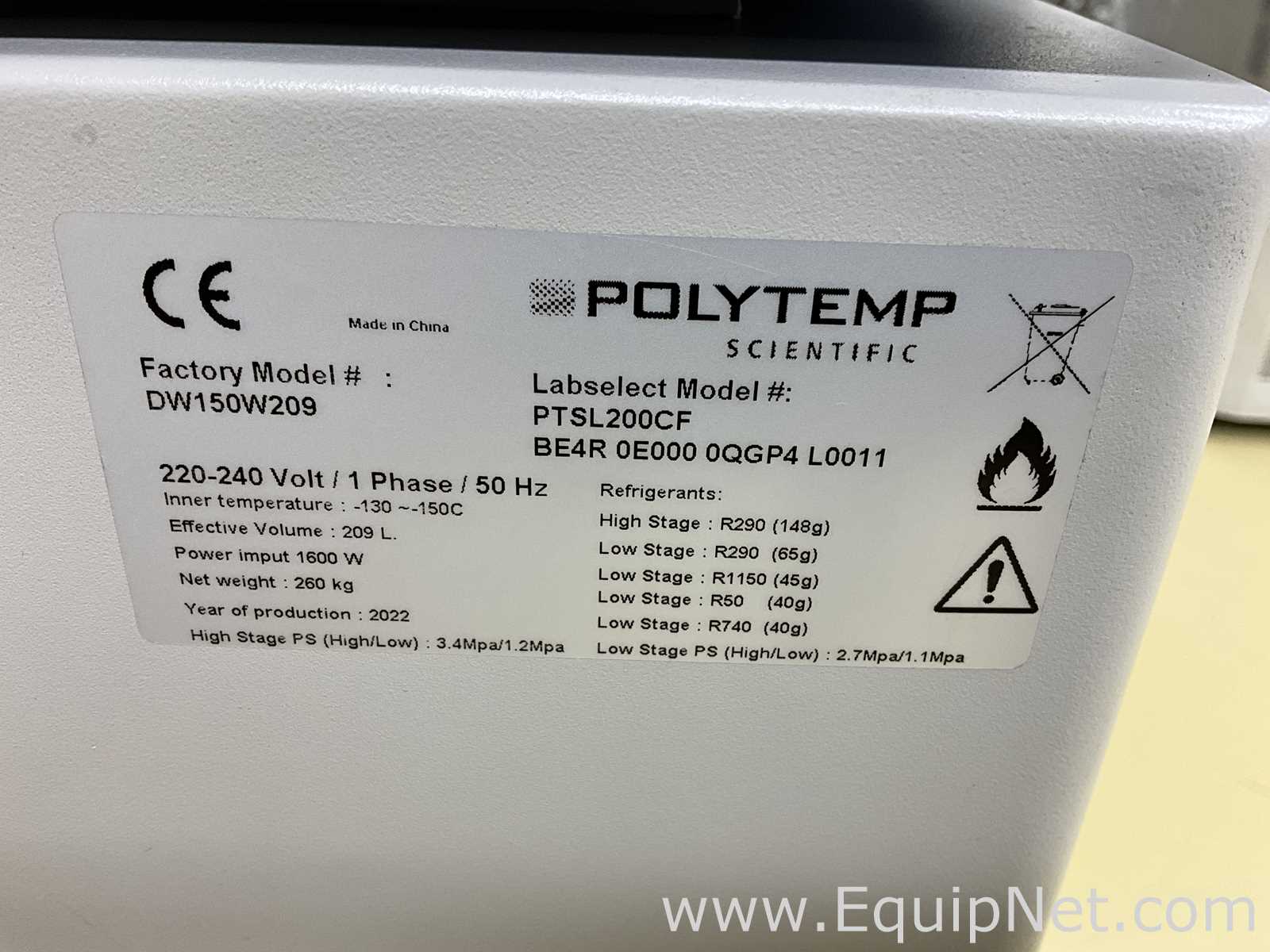 Polytemp Scientific DW150W209 Chest-Style Ultra-Low Temperature Freezer