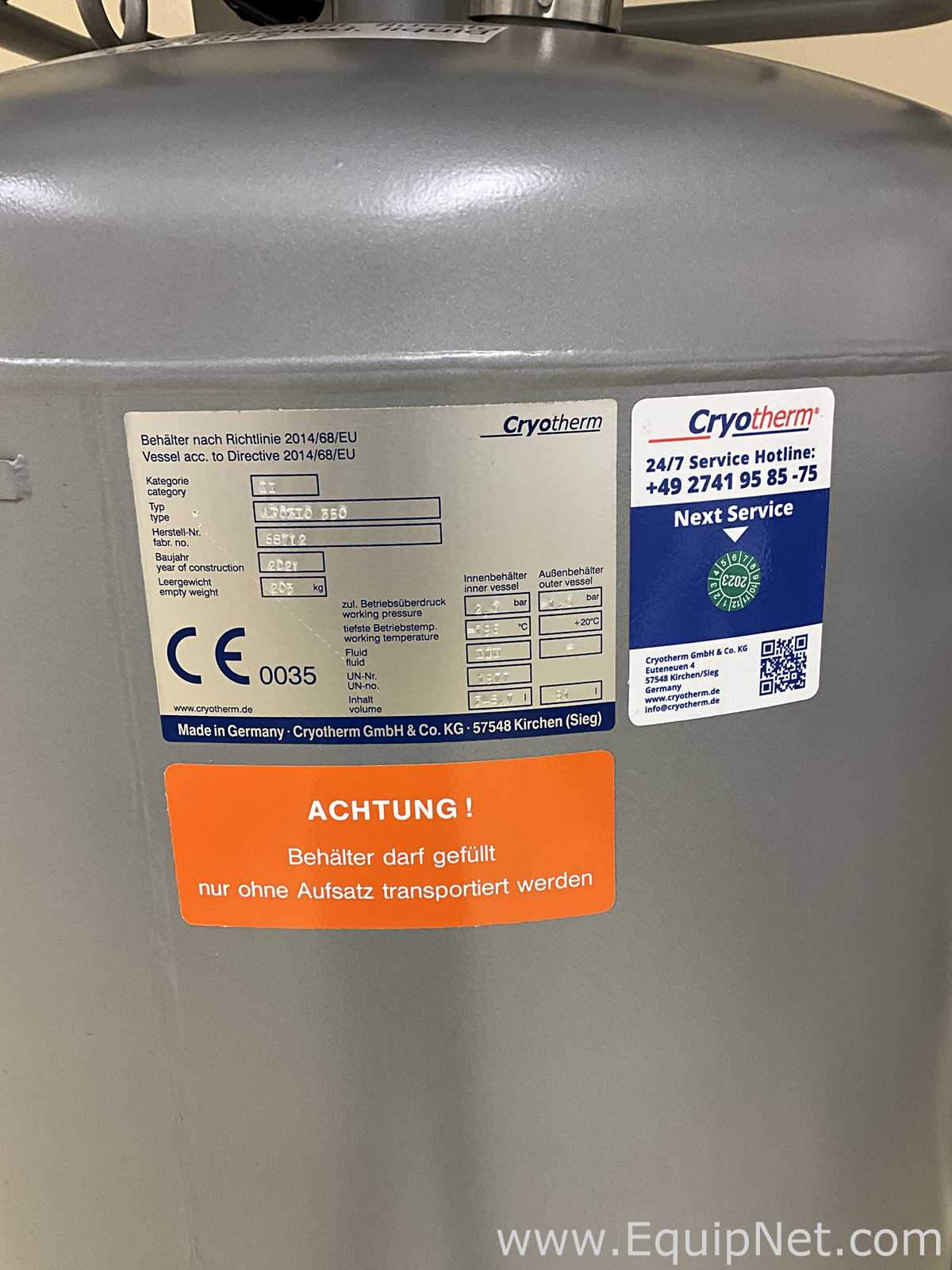 Tanque - Vaso de Pressão Cryotherm GmbH  Apollo 350