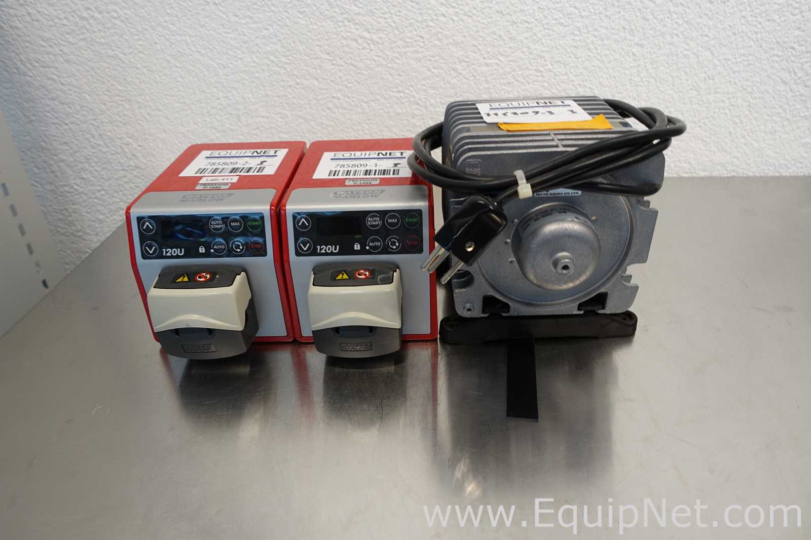 Lot of 2 Watson Marlow 120U Peristaltic Pumps and 1 Nitto Kohki VP09040 Vacuum Pump