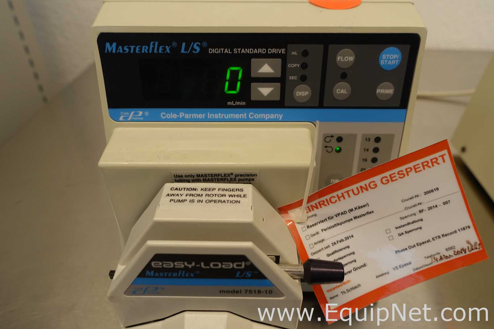 Lot of 2 Cole Parmer Easy-load Masterflex L/S 7523-60 Peristaltic Pumphead