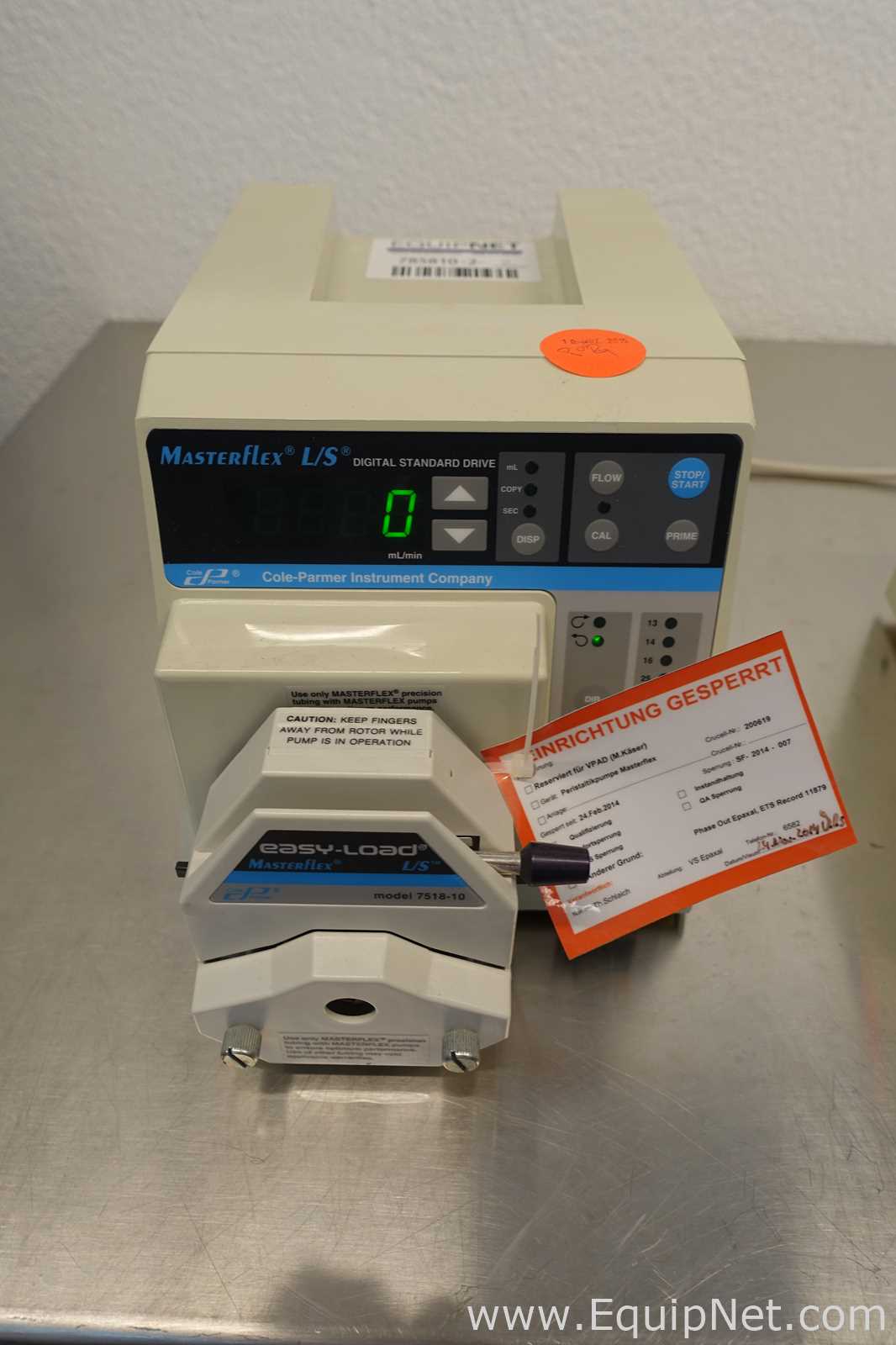 Lot of 2 Cole Parmer Easy-load Masterflex L/S 7523-60 Peristaltic Pumphead