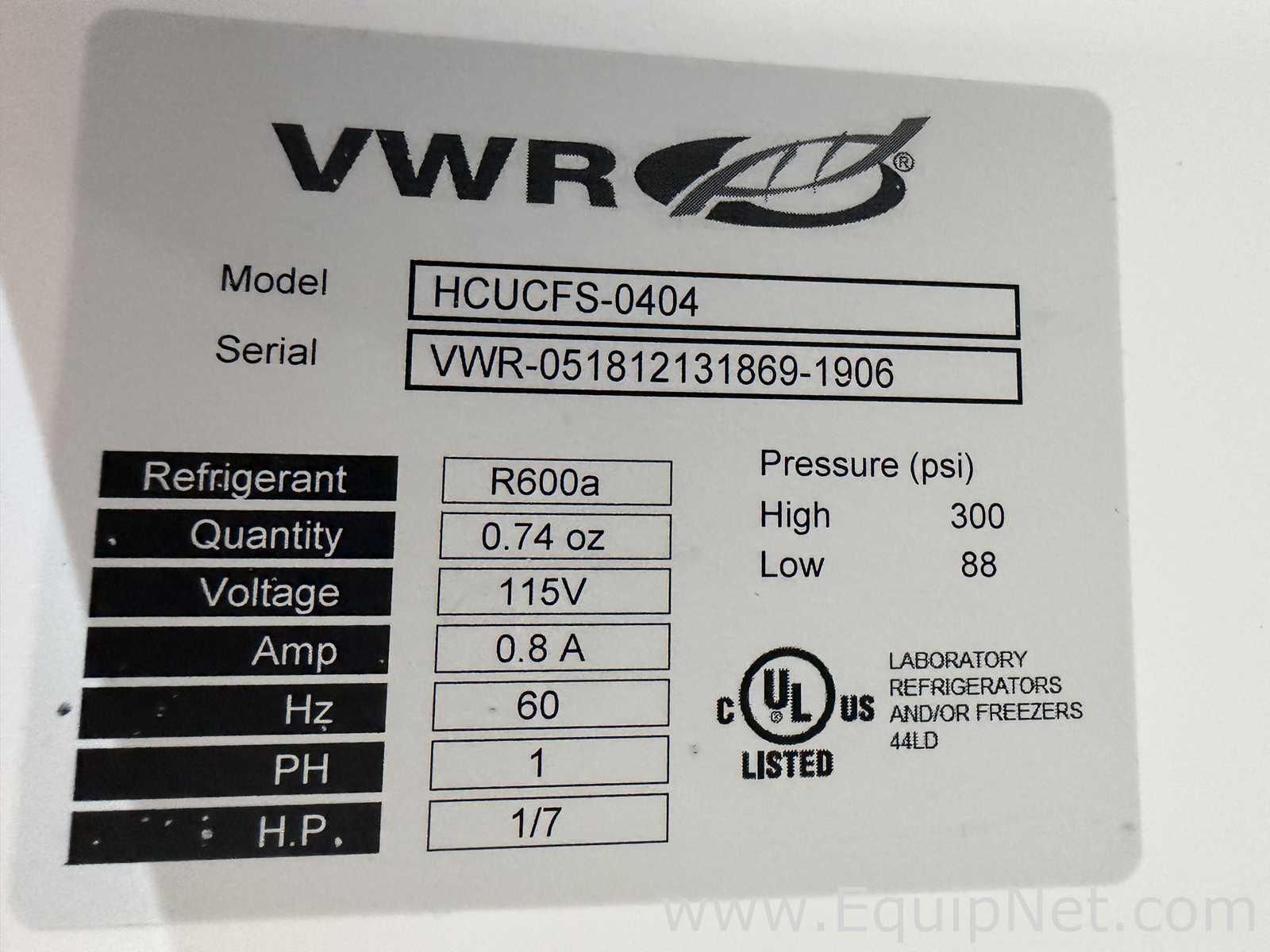 Lote de 4 Refrigeradores VWR Scientific HCUCFS-0404