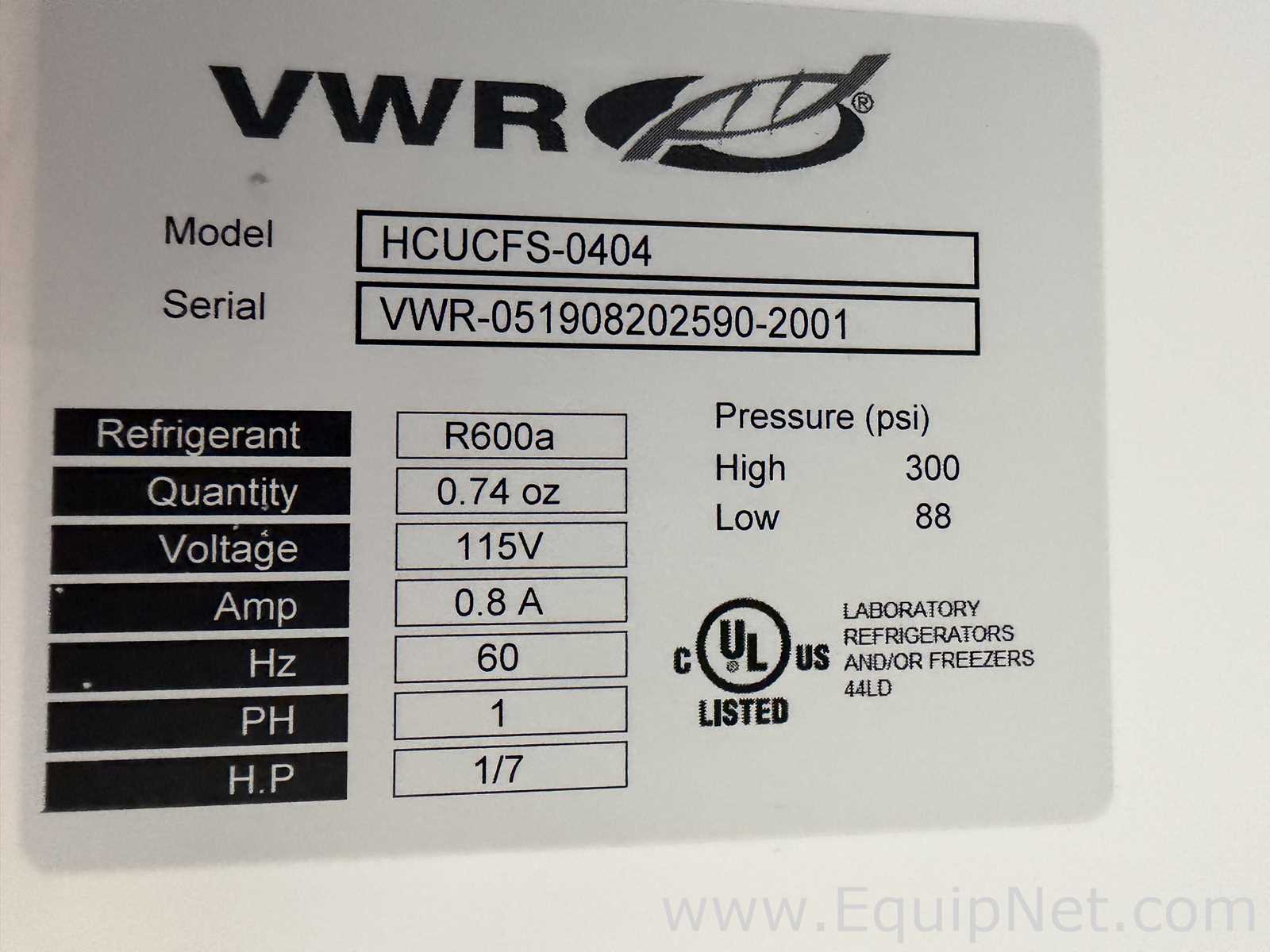 Lote de 4 Refrigeradores VWR Scientific HCUCFS-0404