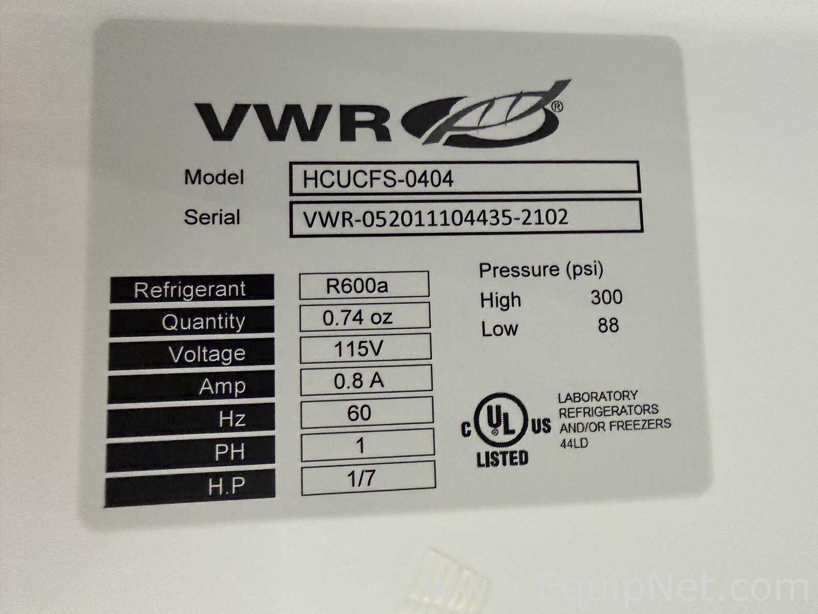 Lote de 4 Refrigeradores VWR Scientific HCUCFS-0404