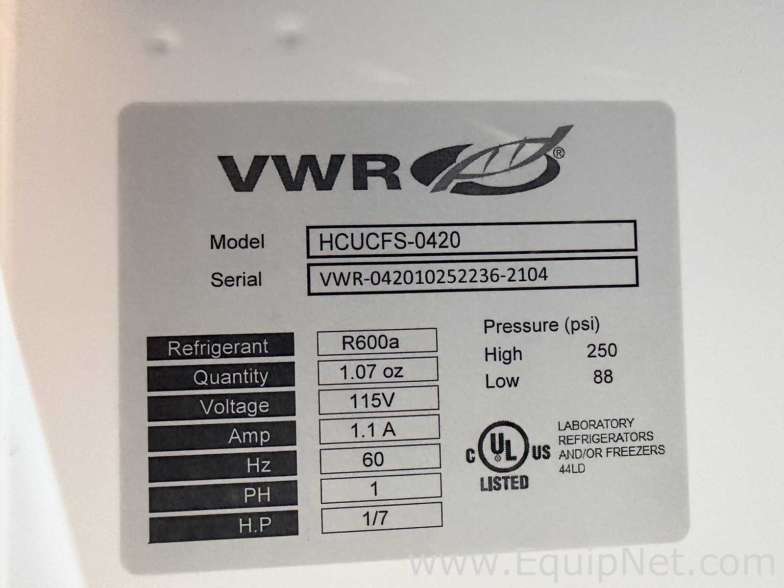 lote de  2 Unidade de Refrigeração VWR Scientific HCUCFS-0404