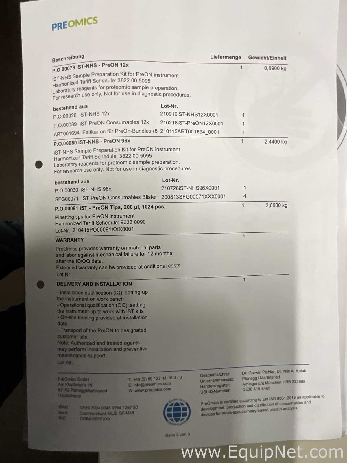 Sistema para preparación de muestras Preomics PreON