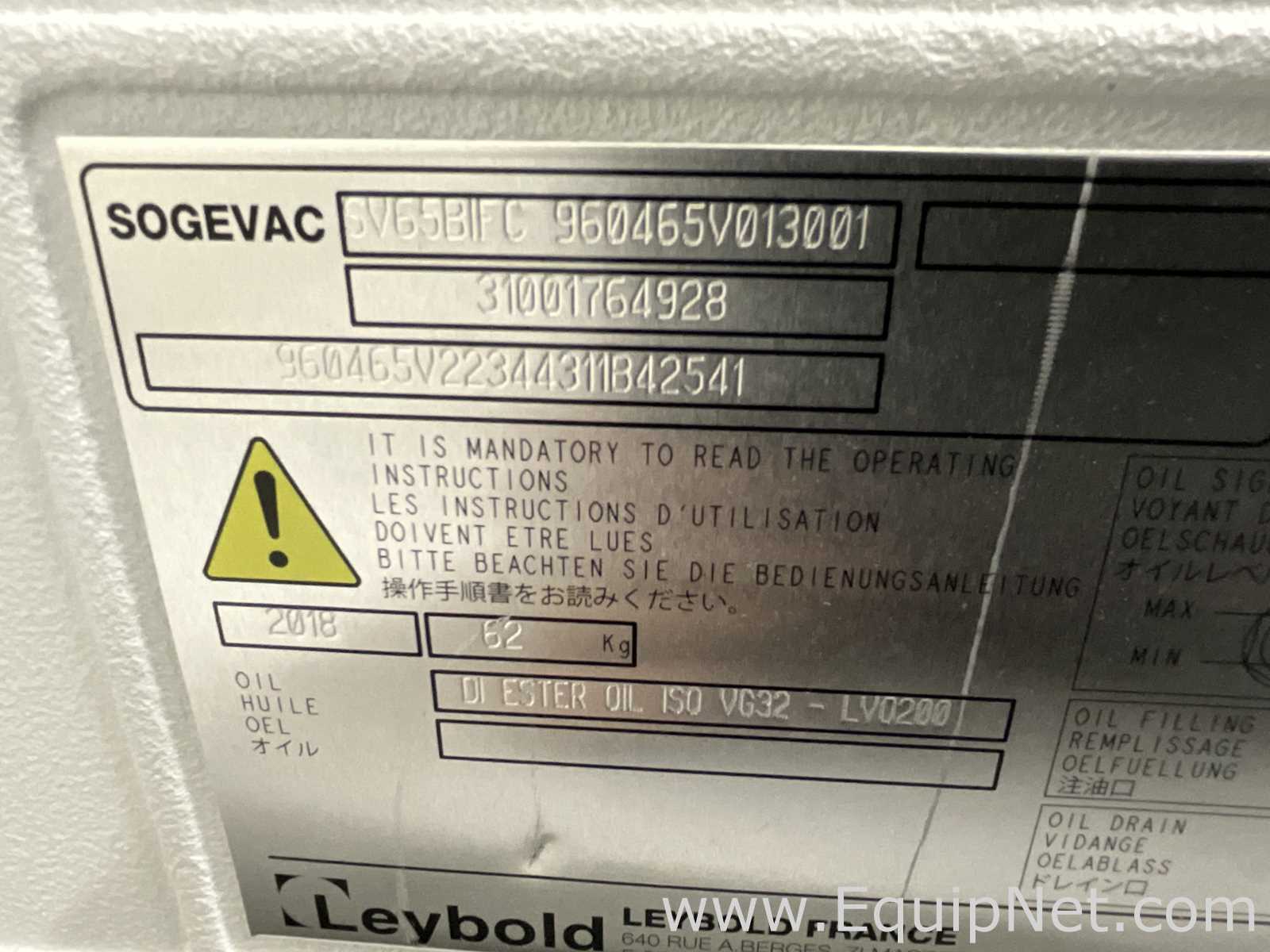 Leybold Sogevac SV 40/65 BIFC Rotary Vane Vacuum Pump