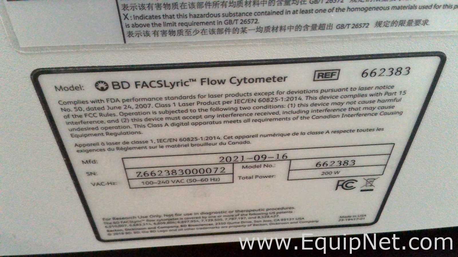 BD Biosciences FACSLyric Flow Cytometer with BD FACS Universal Loader