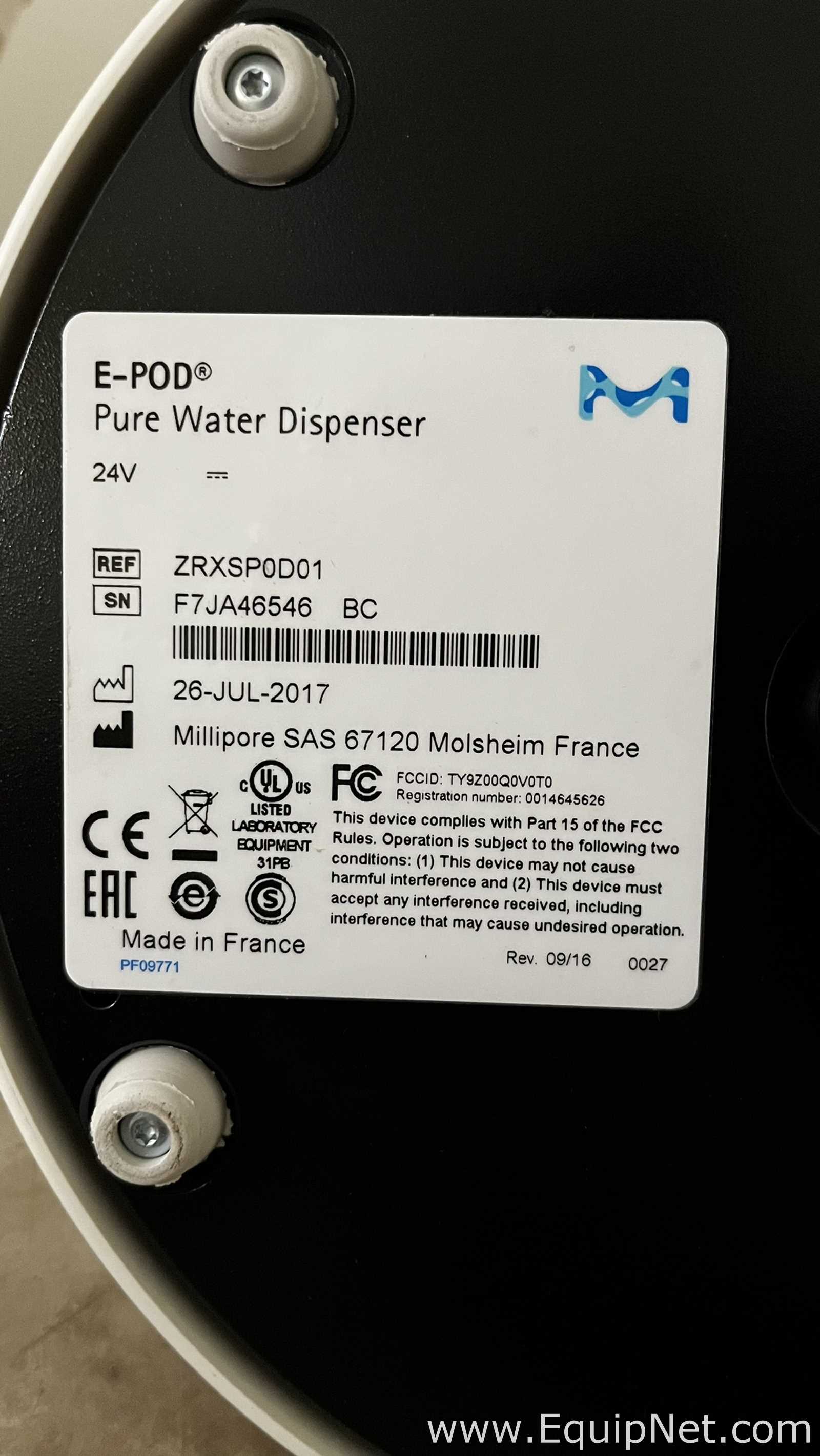 Millipore Milli-Q Integral 10 Water Purification System, E-Pod Pure Water Dispenser and 60 L Tank
