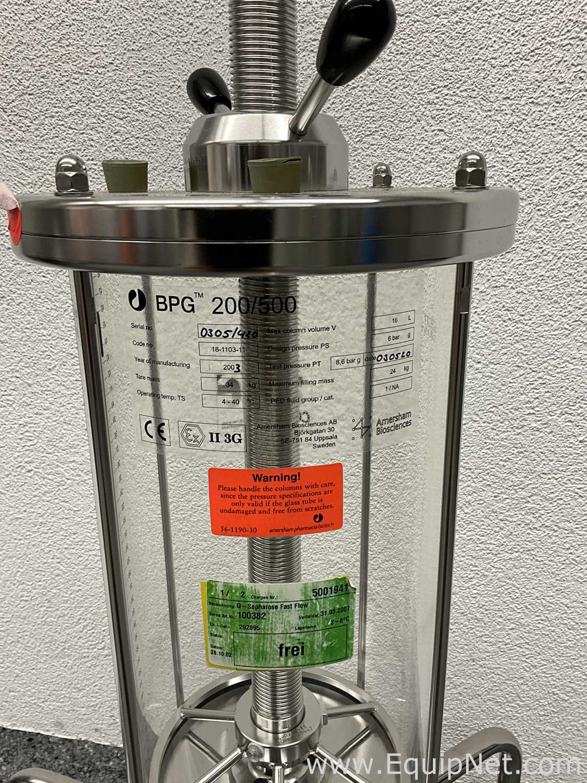 Amersham Pharmacia Biotech Inc BPG 200/500 16 Litre Chromatography Column