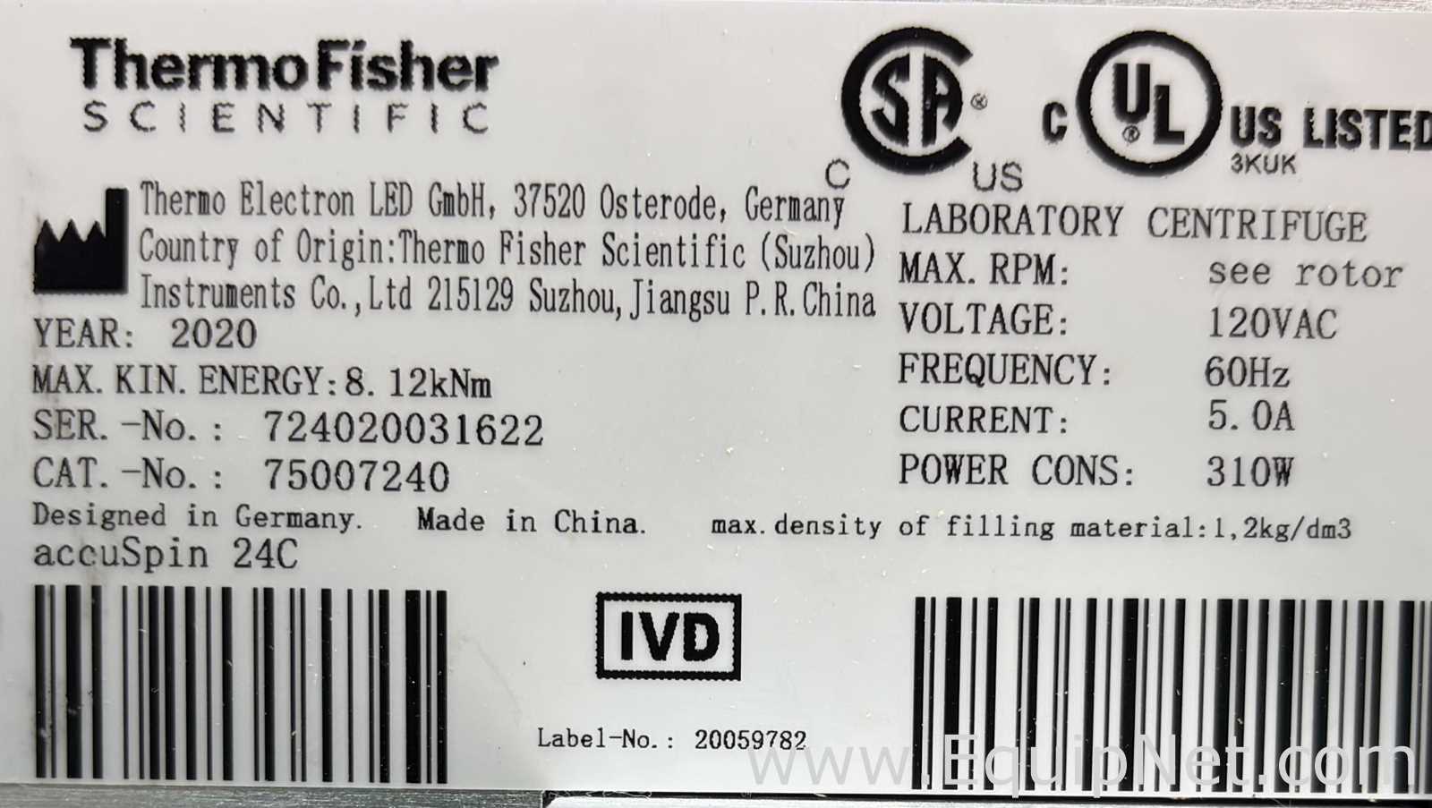 Centrífuga para laboratorio Thermo Fisher Scientific AccuSpin 24C