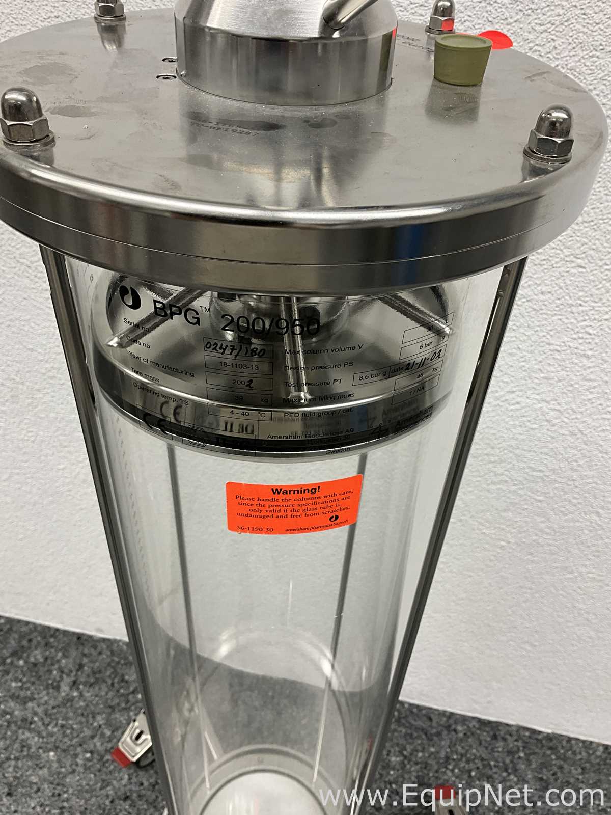 Amersham Pharmacia Biotech Inc BPG 200/950 30 Litre Chromatography Column