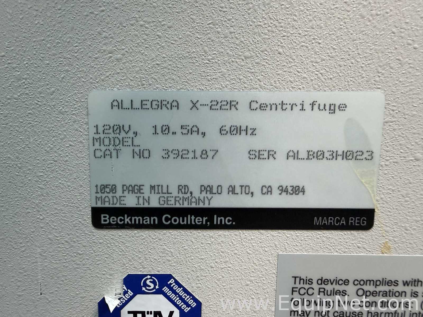 Centrífuga para laboratorio Beckman Coulter Allegra X-22R
