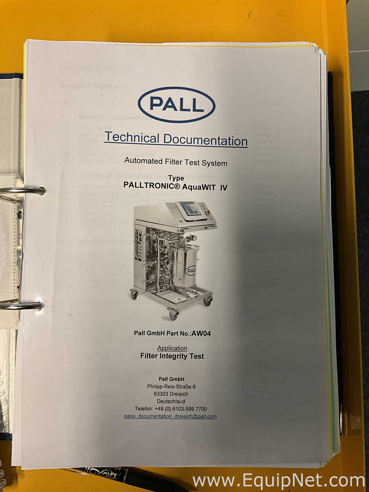 Unused Pall Life Sciences Palltronic AquaWIT IV Filter Integrity Test System