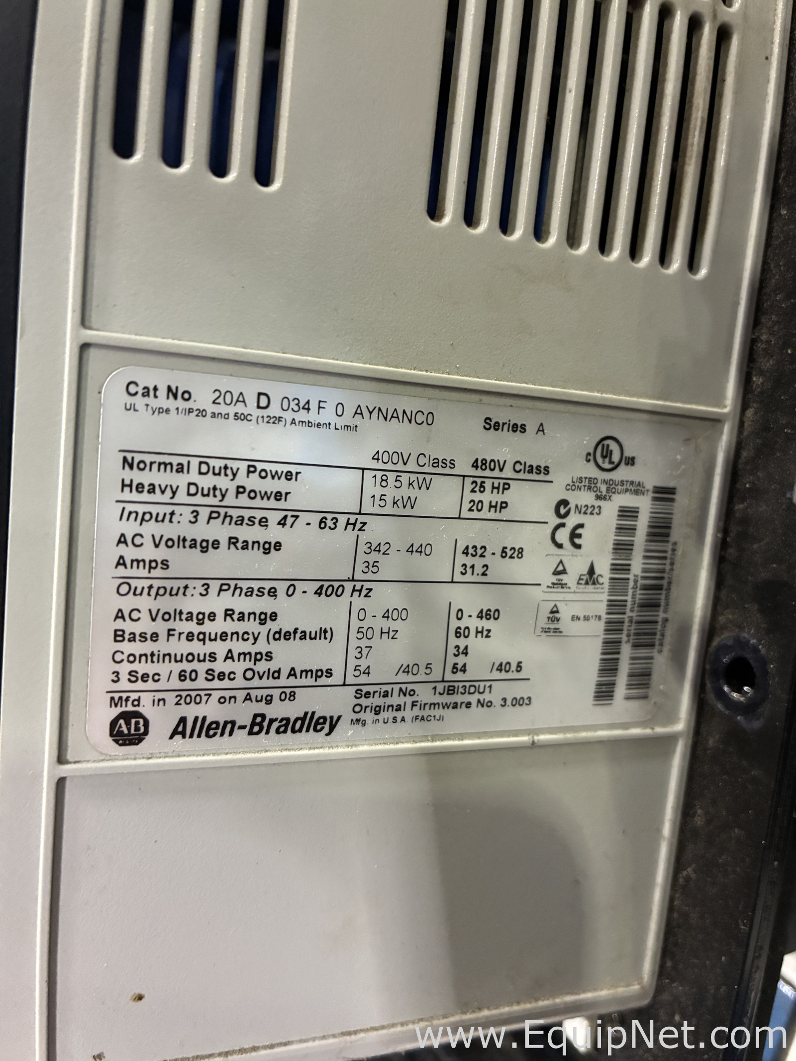 Unidade Allen Bradley 20A D 034 F 0 AYNANC0