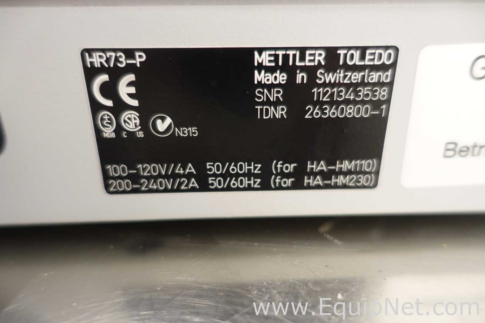 Mettler Toledo HR73-P Halogen Moisture Analyzer