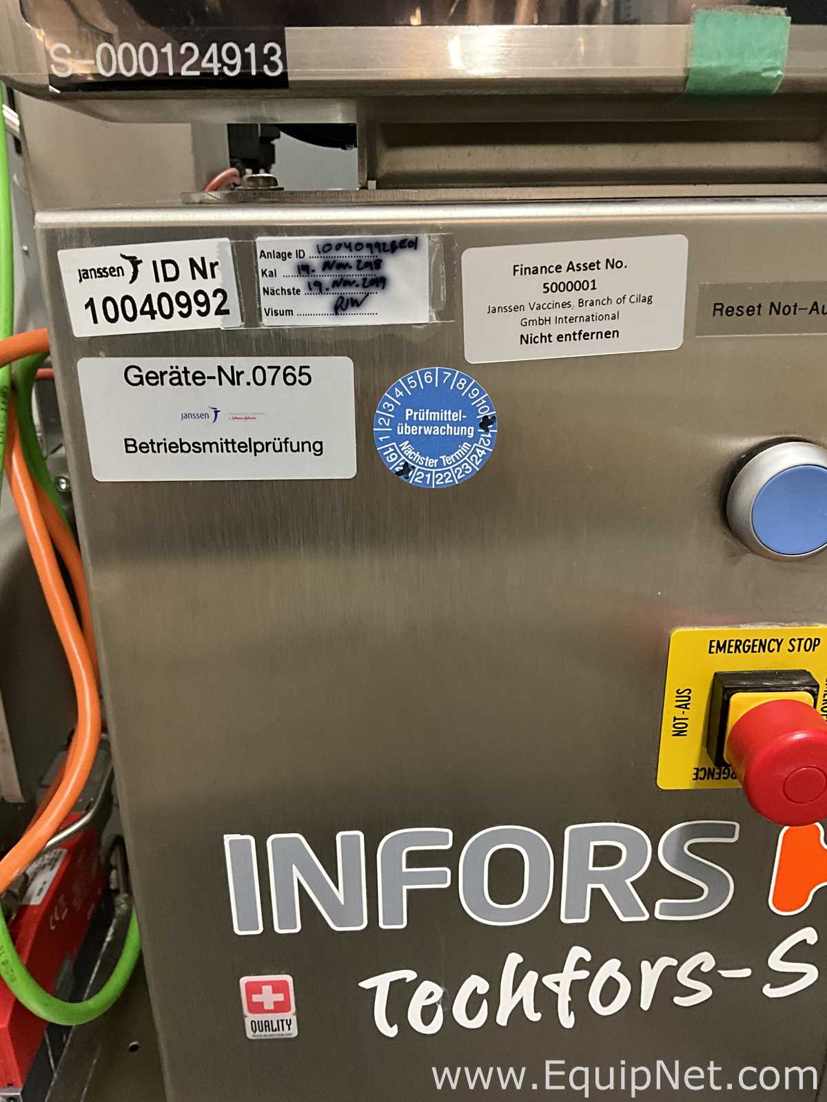 Infors HT Techfors-S Pilot-Scale 40 Liter Jacketed Stainless Steel Bioreactor